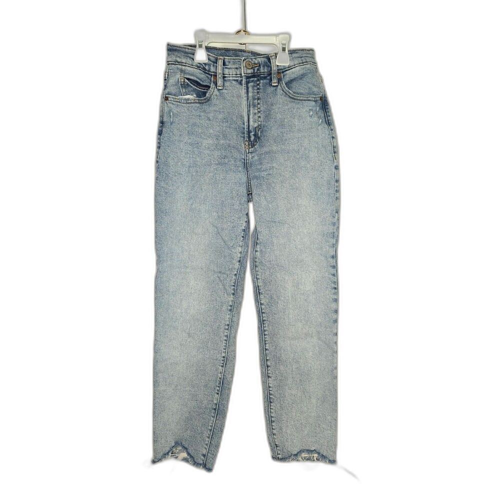 Old Navy High-Rise Straight Mom Jeans Crop| Women's Size 2 25 | Light Wash Denim
